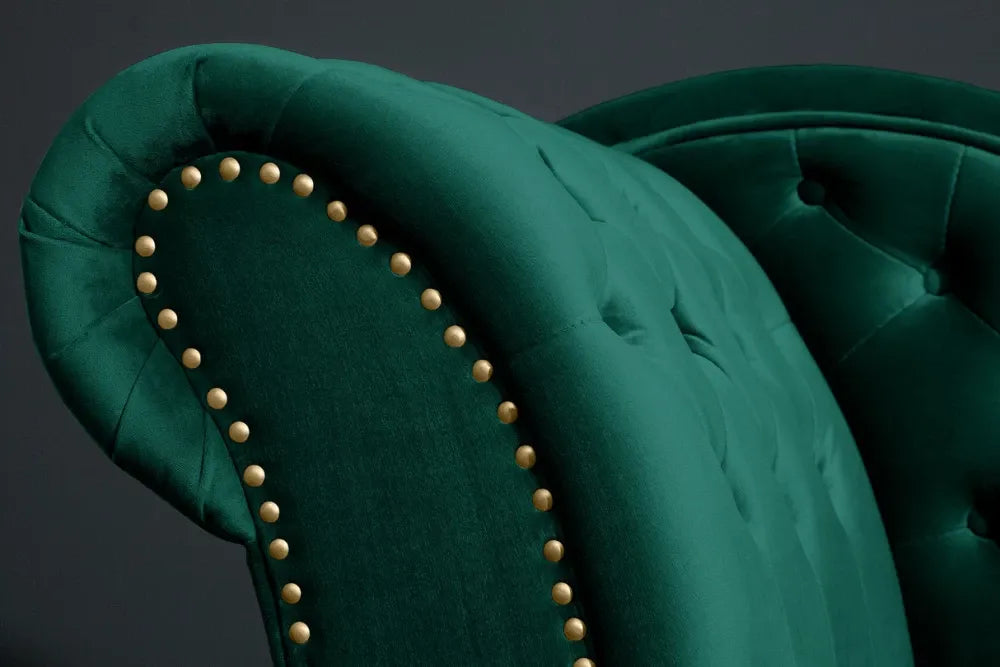 Sezlong tapitat cu Catifea Verde L170cm Chesterfield