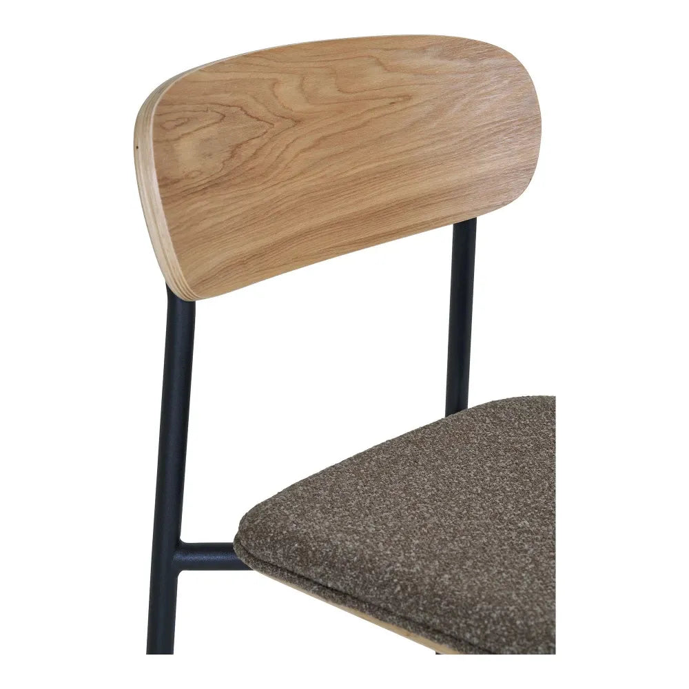 Set 2 scaune de insula din Metal Negru si Lemn de frasin Maro H95xL49xA42,5cm Estepona