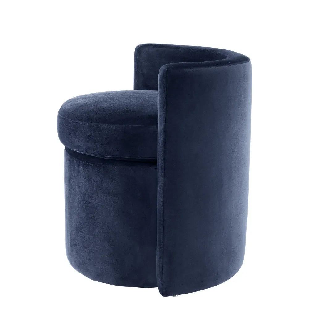 Taburet tapitat cu Catifea Albastru L61xA57xH64cm Arcadia Eichholtz