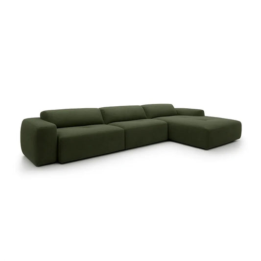 Coltar Loran fix in forma de L din catifea Vogue verde L364×180×H65 cm
