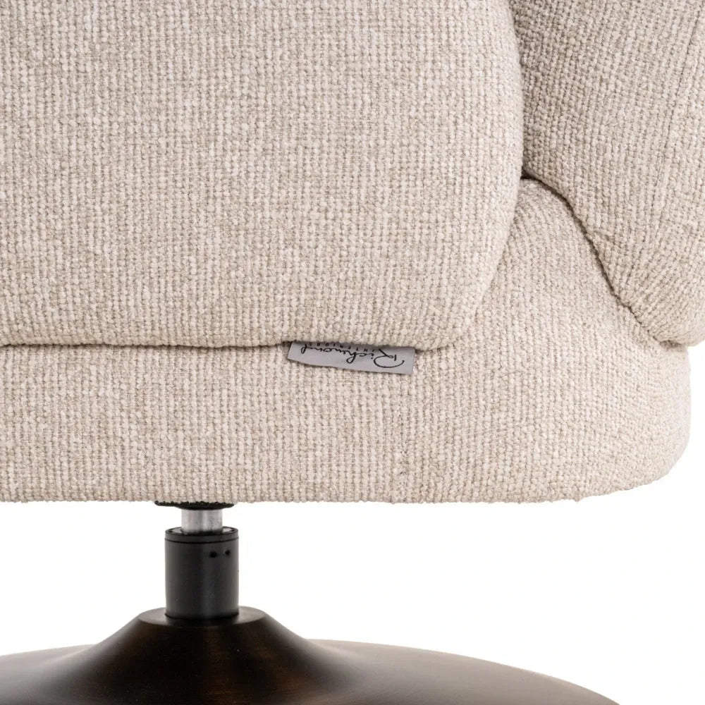 Fotoliu rotativ din Stofa Bej si Metal Alama L76xH77cm Kagney Richmond interiors