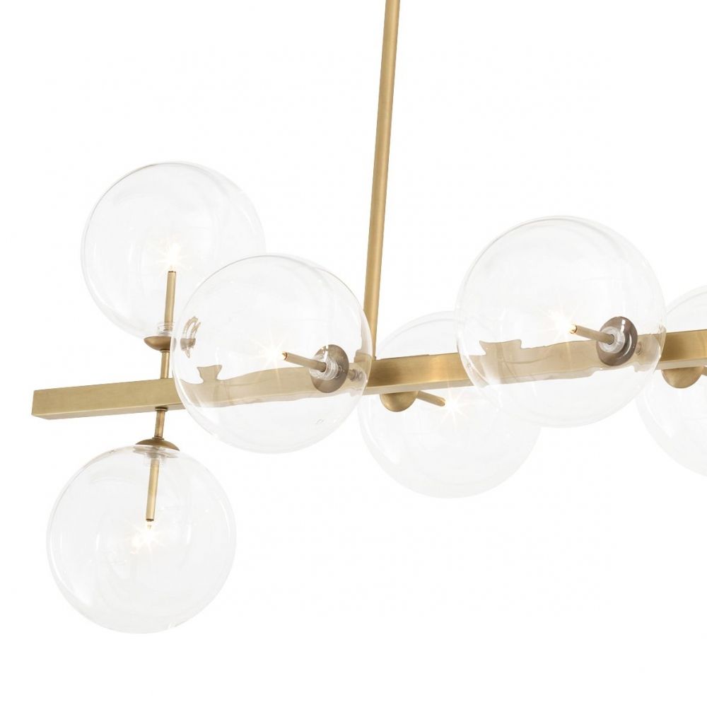 Lustra dreptunghiulara cu inaltime reglabila din Sticla Transparent cu 10 becuri L160x52xH150cm Largo