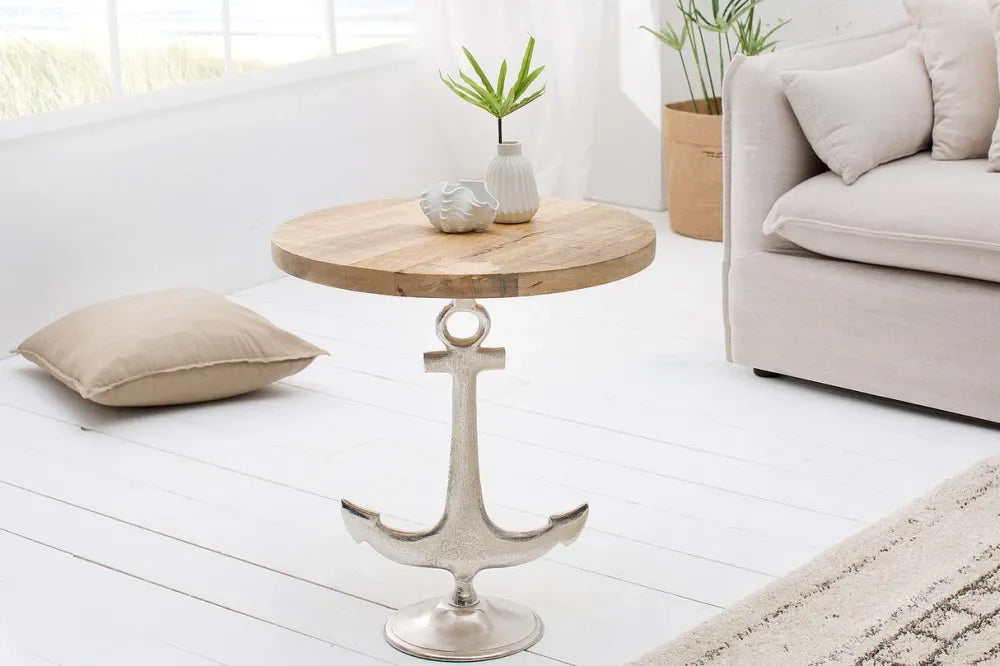 Masuta laterala din Lemn de mango Maro si Metal Argintiu L50xH56cm Anchor