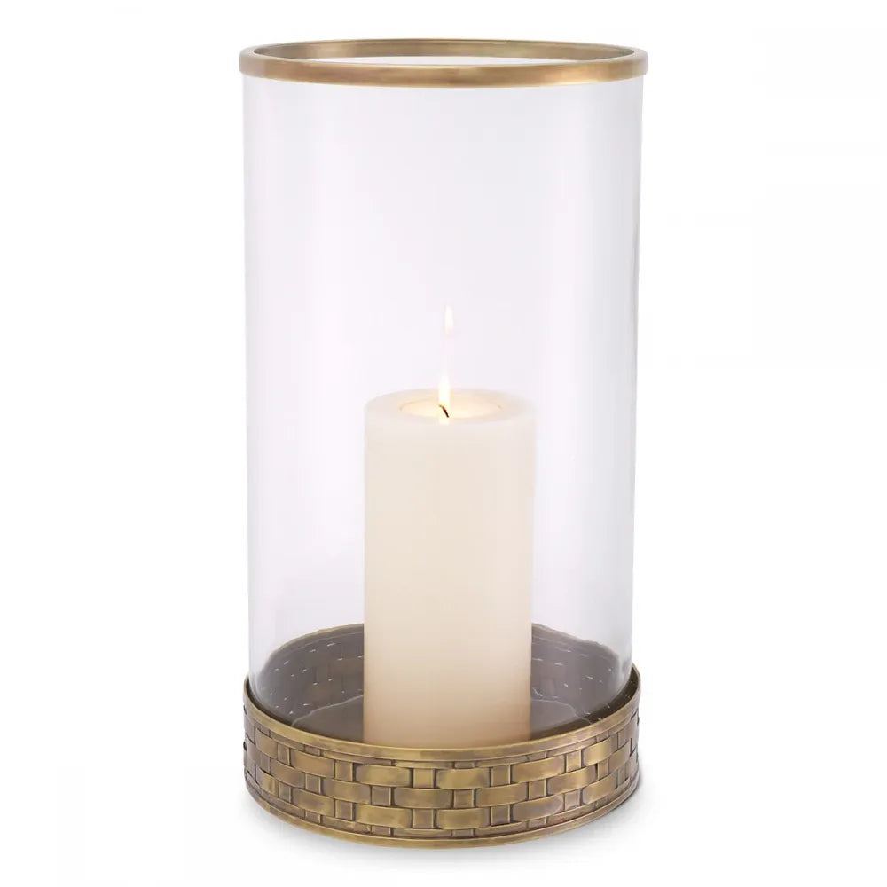 Suport lumanare din Metal/Sticla Alama/Transparent D22.5cm Lausanne L Eichholtz