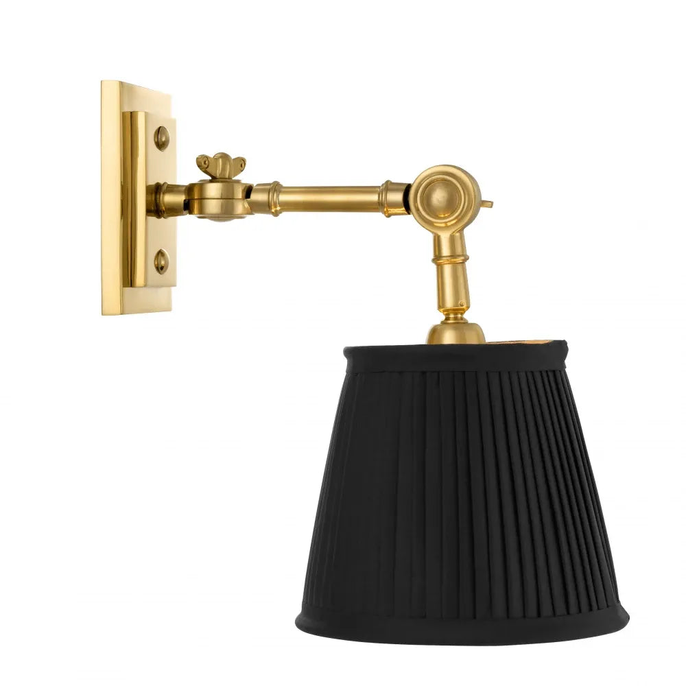 Aplica de perete din Metal Auriu si Stofa Negru H26xL15cm Wentworth Single Eichholtz