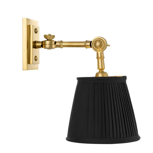 Aplica de perete din Metal Auriu si Stofa Negru H26xL15cm Wentworth Single Eichholtz
