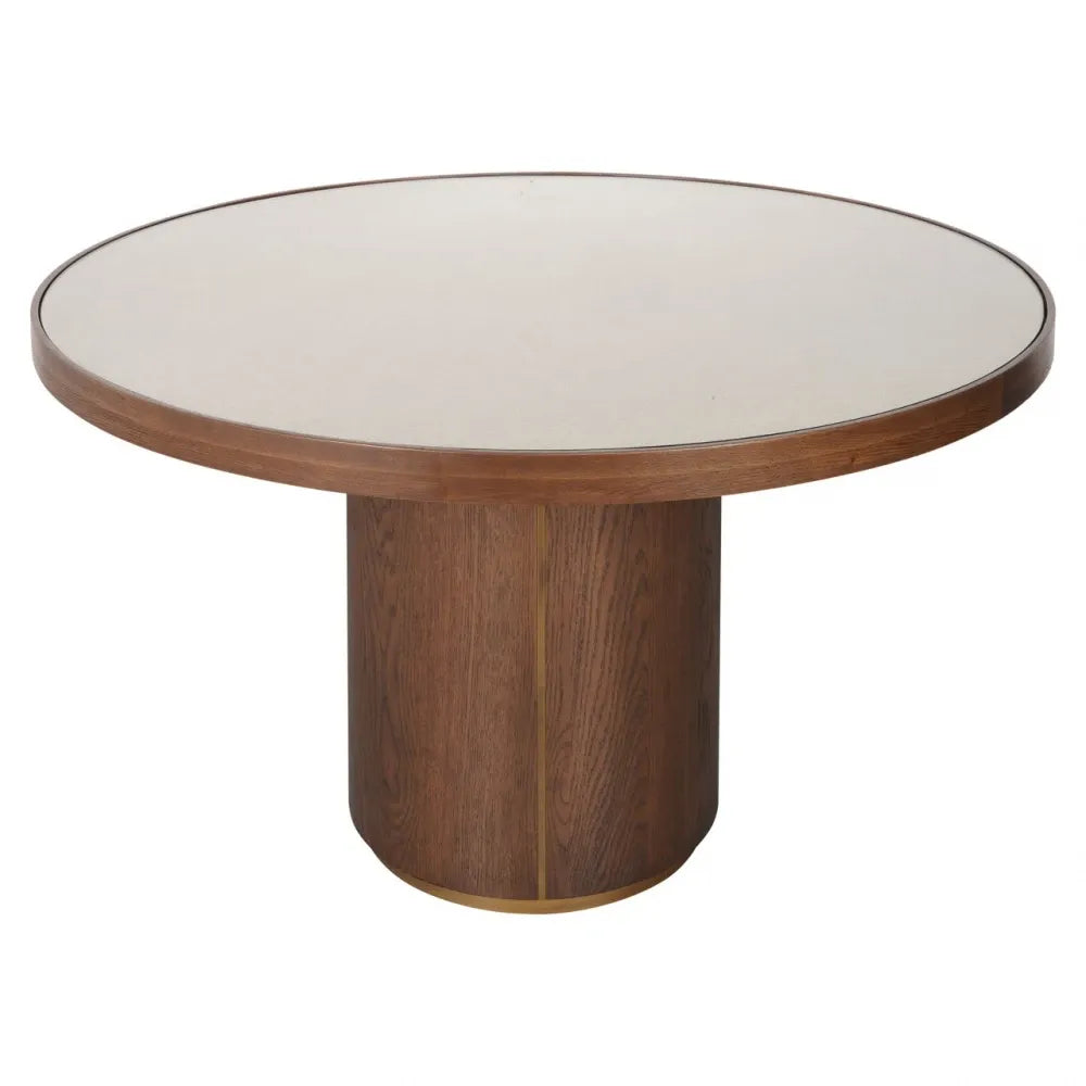 Masa rotunda din Metal/Lemn Auriu/Maro si Lemn/In Maro/Bej D130xH76cm Willox Richmond interiors