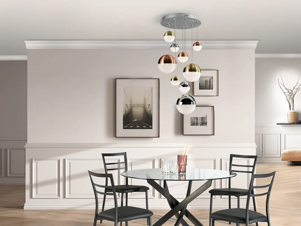 Lustra din Metal Crom si Policarbonat Multicolor 54W D50xH150cm Sphere