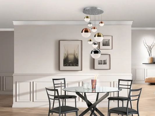 Lustra din Metal Crom si Policarbonat Multicolor 54W D50xH150cm Sphere