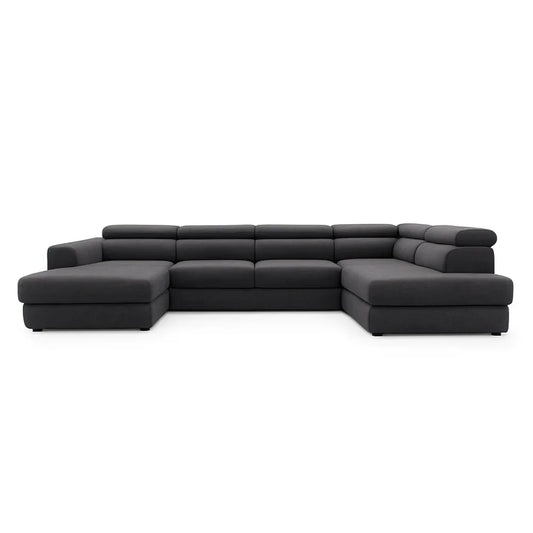 Coltar Extensibil cu spațiu depozitare in formă U Bergamo III catifea Vogue gri inchis