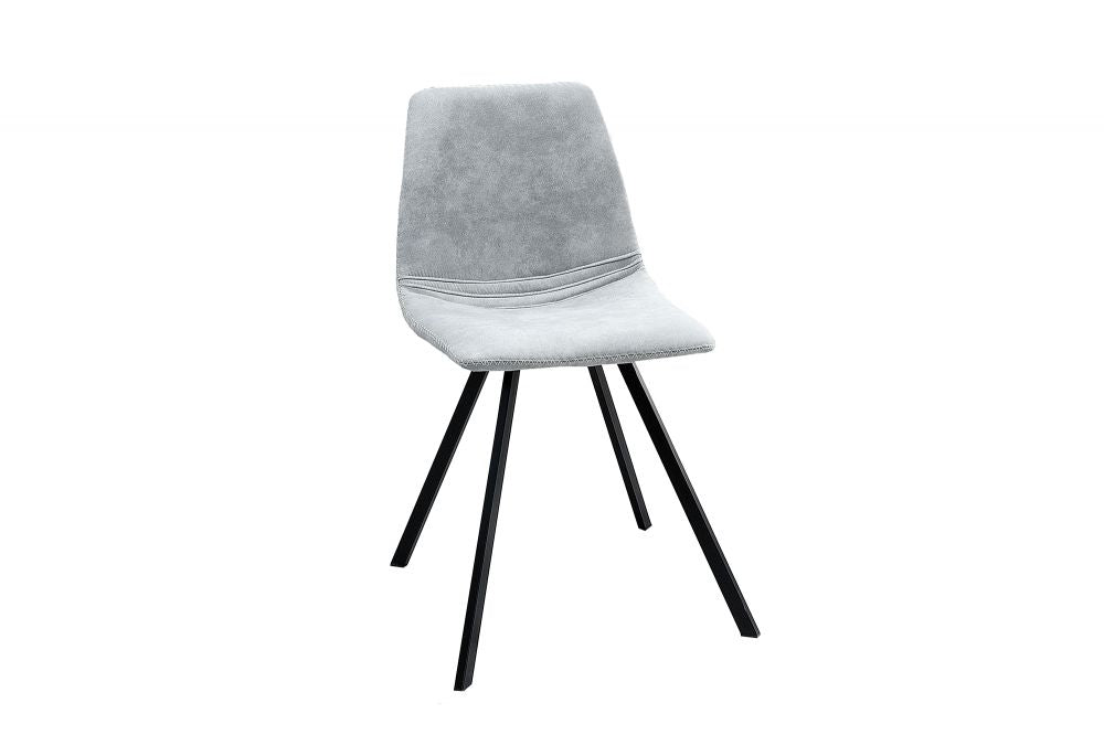 Set 4 scaune tapitat cu Microfibra Gri deschis cu picioare din Metal Negru H83xL47xA59cm Amsterdam