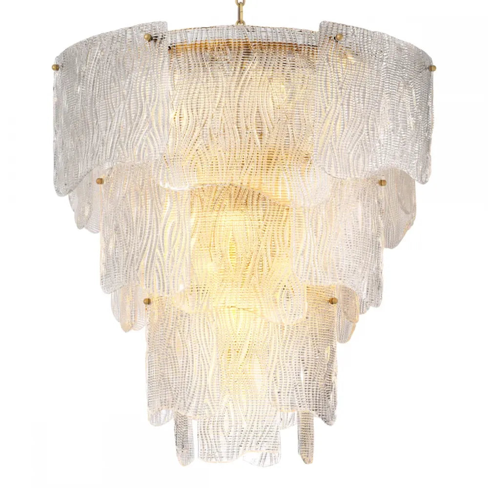 Candelabru din Otel inoxdabil Alama atichizata si Sticla texturata Transparent H83xD83cm Asinara L Eichholtz