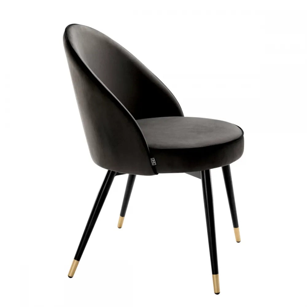 Set 2 scaune tapitat cu Catifea Gri deschis cu picioare din Metal Negru/Auriu H83xL55xA64cm Cooper Eichholtz