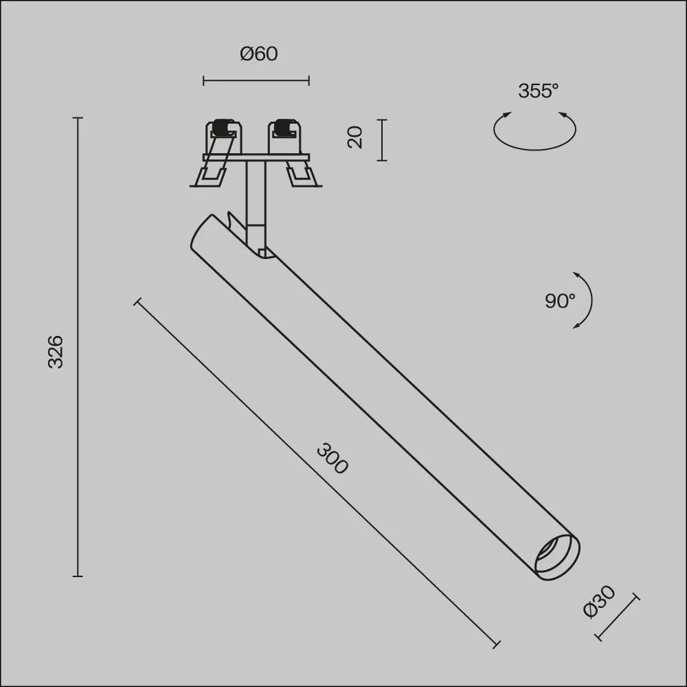 Spot incastrat din Aluminiu Alb H32.6xD3cm 6W 350lm 3000k Focus T