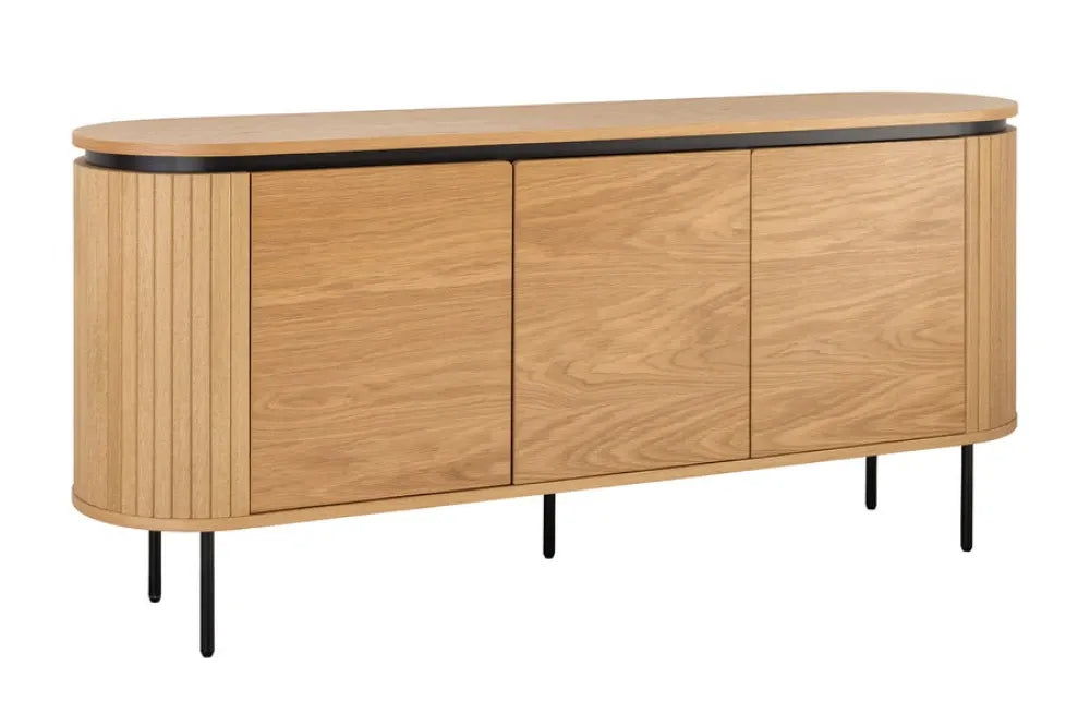 Comoda din MDF/Furnir de stejar Maro si Metal Negru L160xH76cm ATELIER