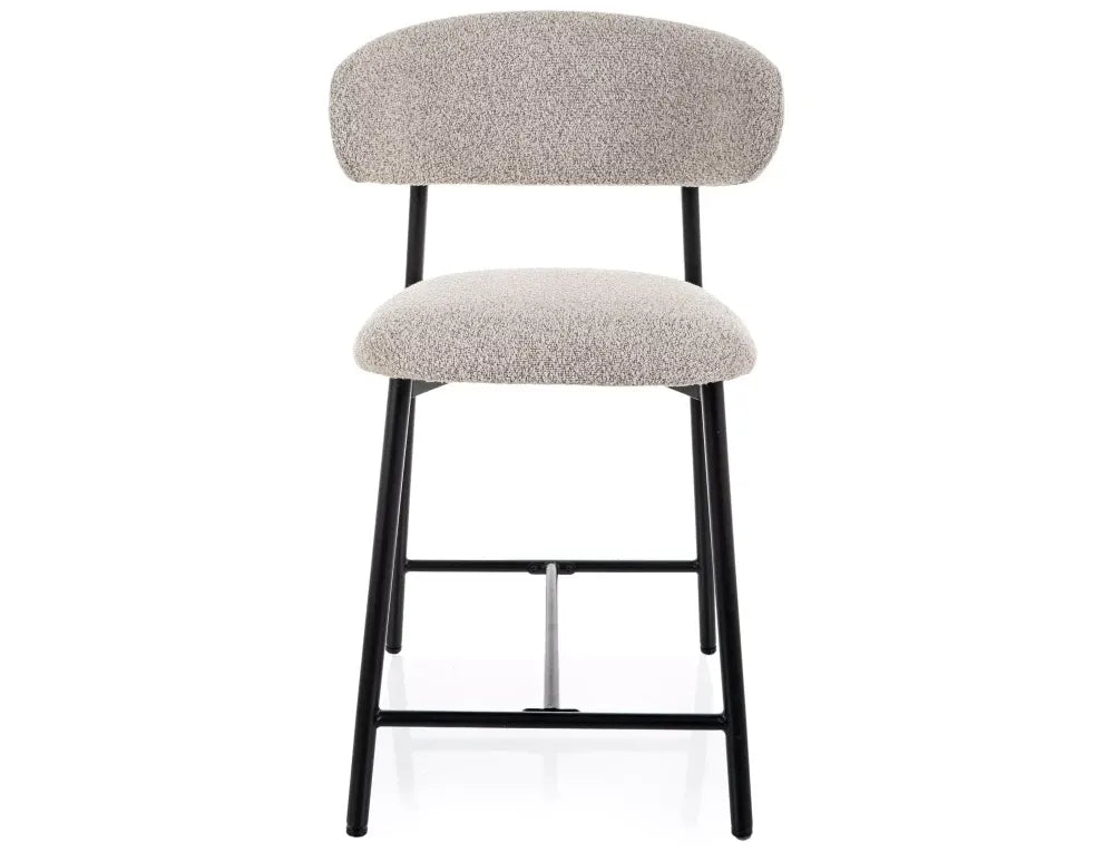 Scaun de insula tapitat cu Stofa Bej cu picioare din Metal Negru H91xL50xA52cm Elton