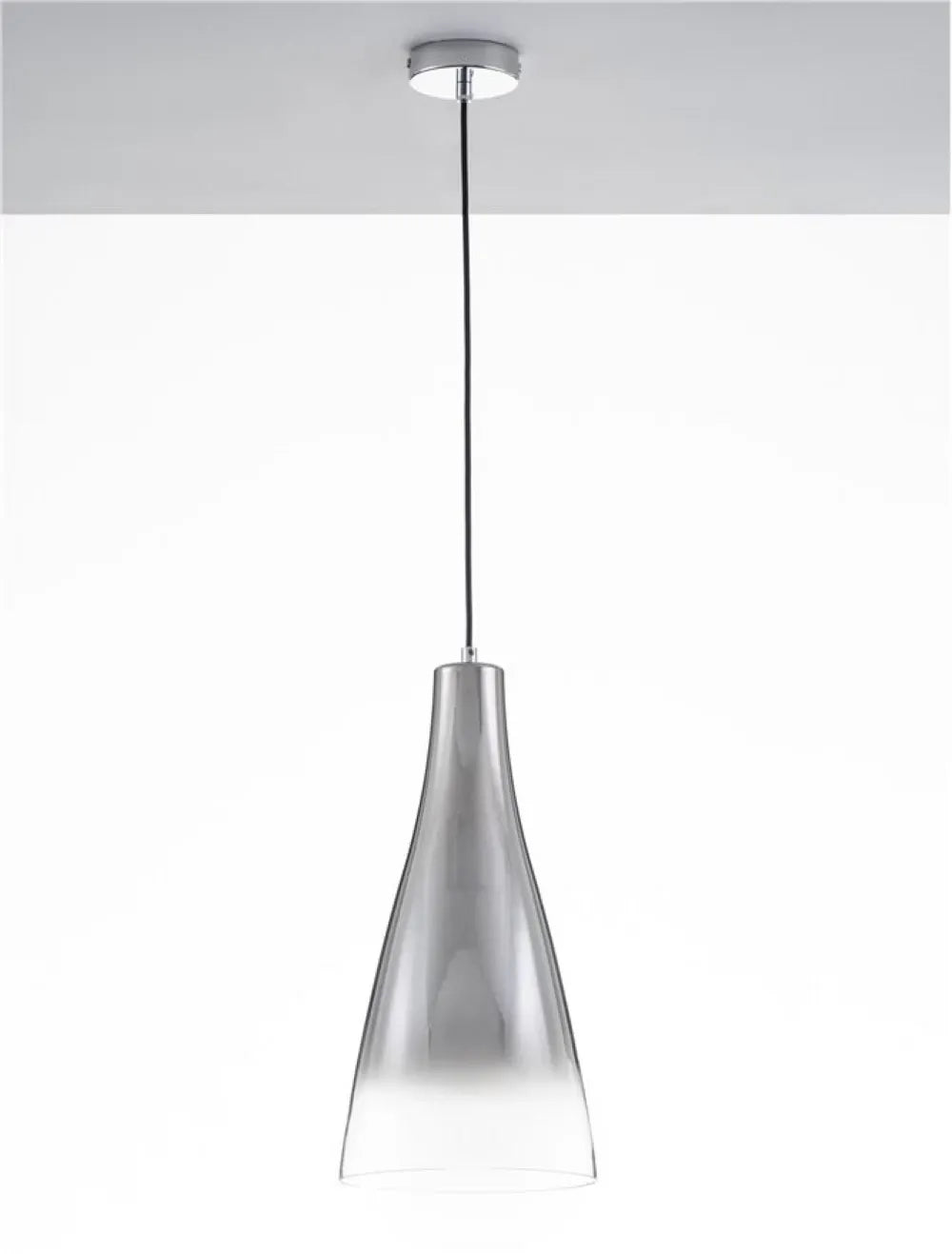 Pendul structura din Aluminiu Argintiu si abajur din Sticla Gri H120xL23cm IP20 LIVTAR