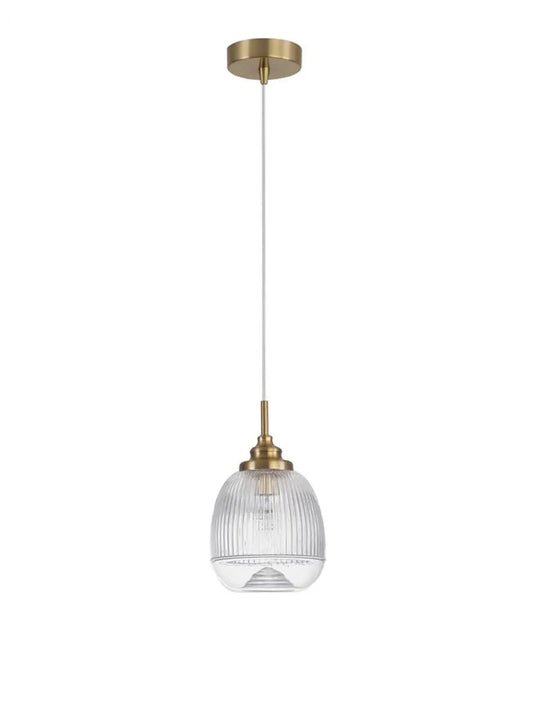 Pendul structura din Metal Auriu si abajur din Sticla Transparent H120xL15cm IP20 MOND