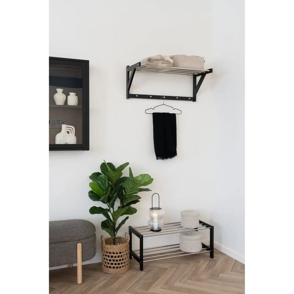 Cuier de perete din Lemn/Metal Negru/Argintiu L32xH34cm Padova