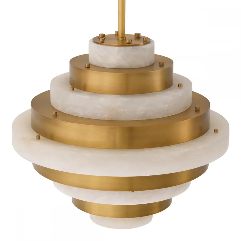Candelabru din Otel inoxdabil Alama atichizata si Alabastru Alb H53xD60cm Lazzari Eichholtz