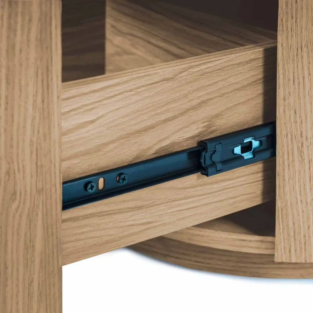 Noptiera rotunda cu 2 sertare Timeo de culoare stejar L40xH50cm