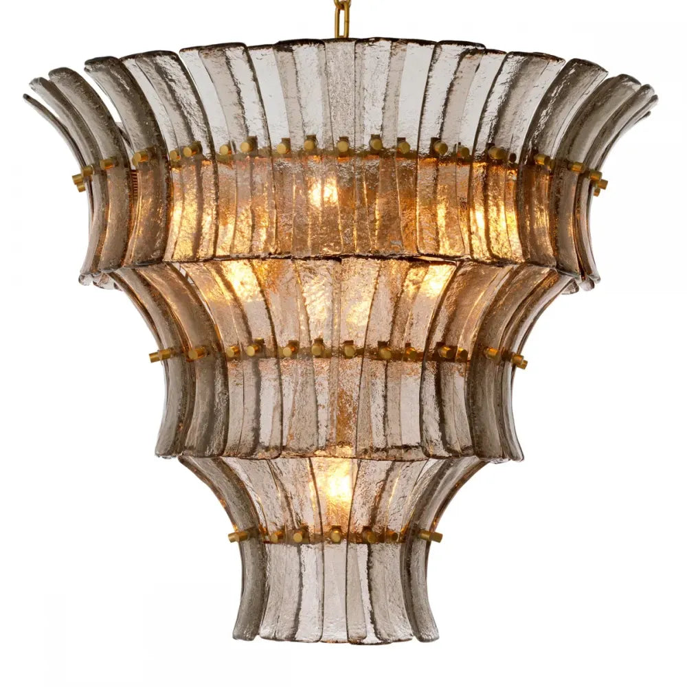Candelabru din Metal Alama atichizata si Sticla Fumuriu H60xD67cm Toscano Eichholtz