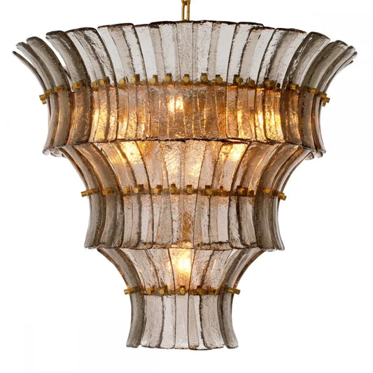 Candelabru din Metal Alama atichizata si Sticla Fumuriu H60xD67cm Toscano Eichholtz