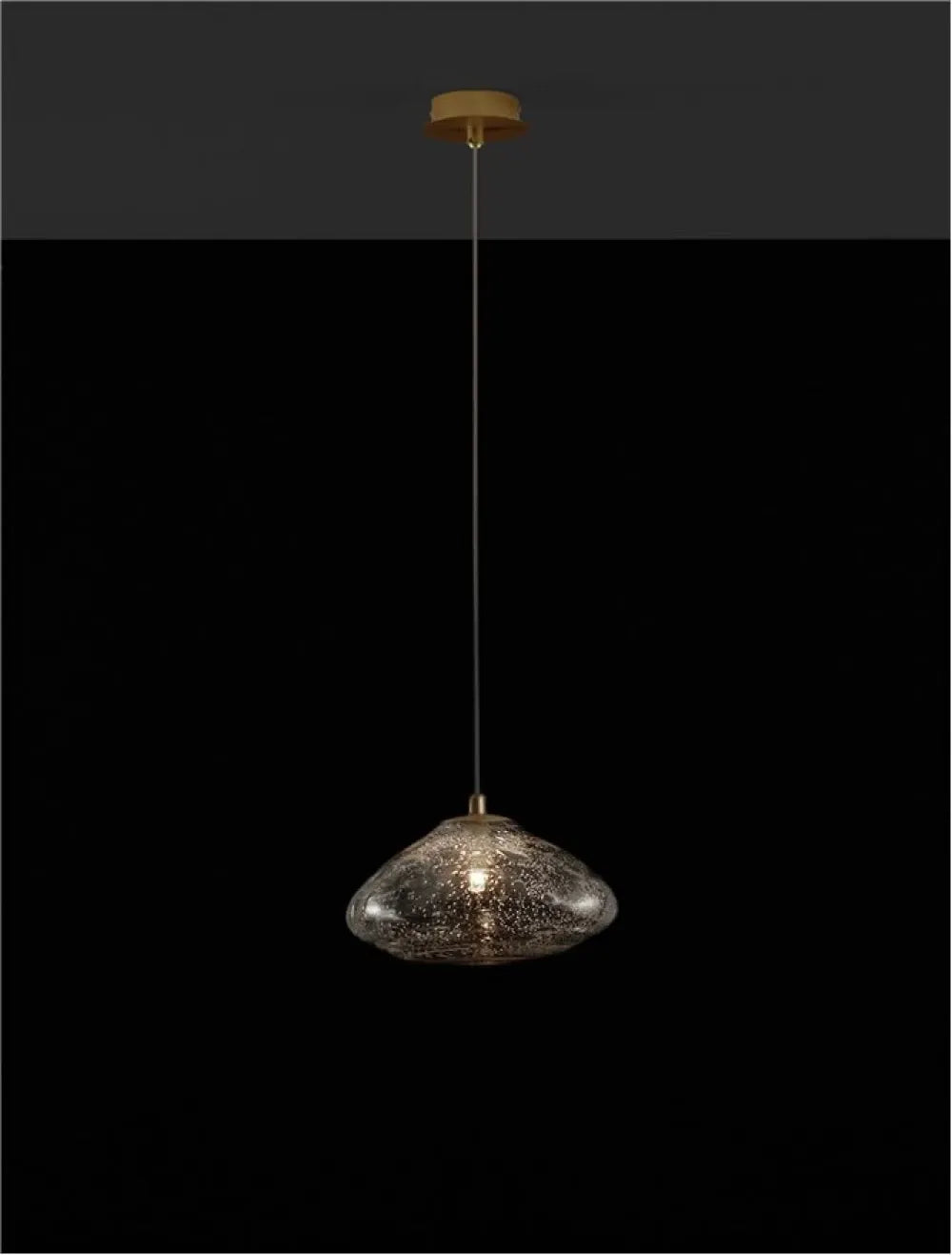 Pendul structura din Metal Auriu si abajur din Sticla Transparent H200xL26cm IP20 KING