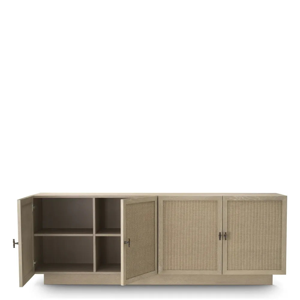 Comoda din Furnir de stejar/Ratan Maro deschis L220xH78cm Borchard Eichholtz