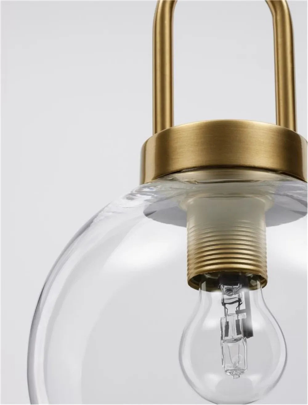 Pendul structura din Metal Alama si abajur din Sticla Transparent H230xL20cm IP20 IRVINE