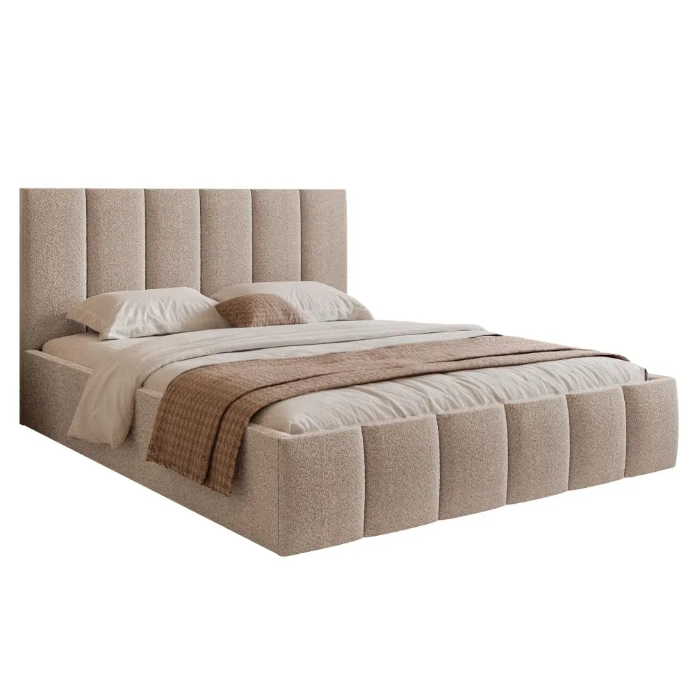 Pat 200 x 200 tapitat cu Stofa boucle Abriamo Bej Lerena