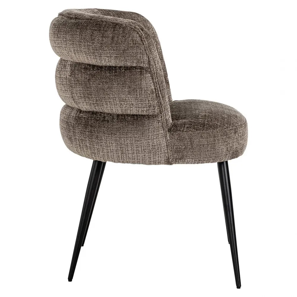 Scaun tapitat cu Chenille Maro cu picioare din Metal Negru H83xL63xA63cm Stella Richmond Interiors