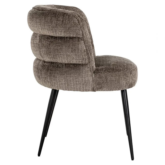 Scaun tapitat cu Chenille Maro cu picioare din Metal Negru H83xL63xA63cm Stella Richmond Interiors