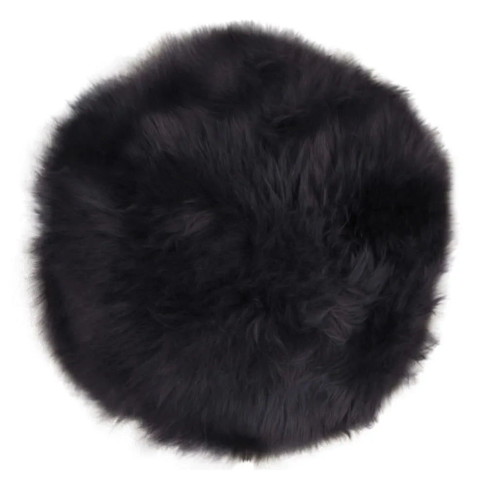 Blanita decorativa pentru scaun Negru D35cm Lambskin