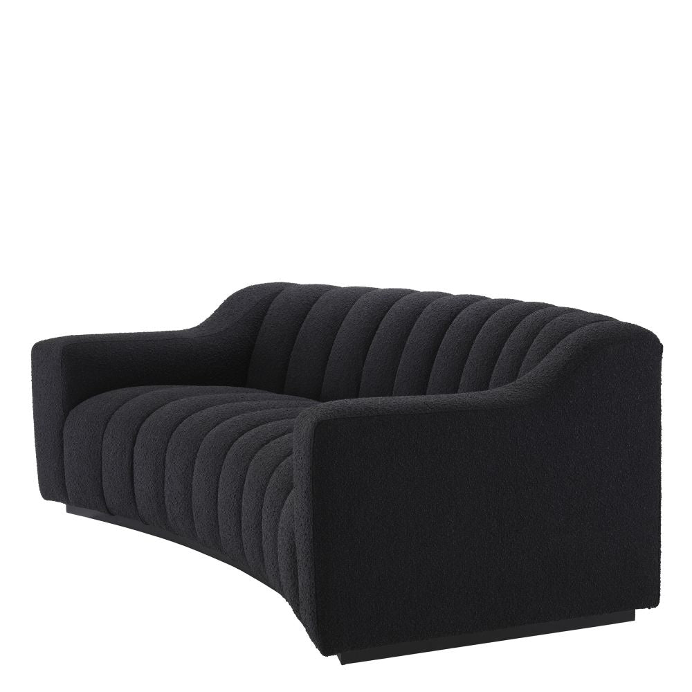 Canapea fixa Kelly S Eichholtz tapitata cu Stofa boucle Neagra L234cm