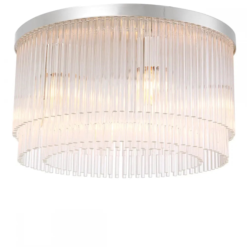 Plafoniera din Metal Argintiu si Sticla Transparent H25xD45cm Hector Eichholtz