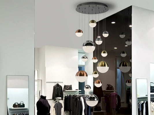 Lustra din Metal Crom si Policarbonat Multicolor 78.6W D60xH300cm Sphere
