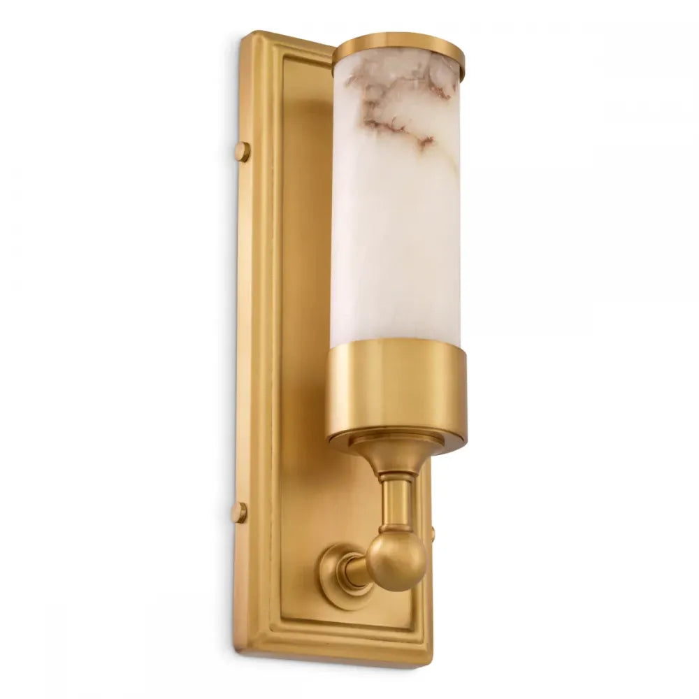Aplica de perete din Metal Alama atichizata si Alabastru Alb H38xL12.5cm Valentine Eichholtz