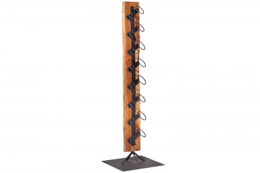 Suport pentru vinuri din Lemn masiv de tec si Metal Maro/Negru Barracuda L40xH150cm