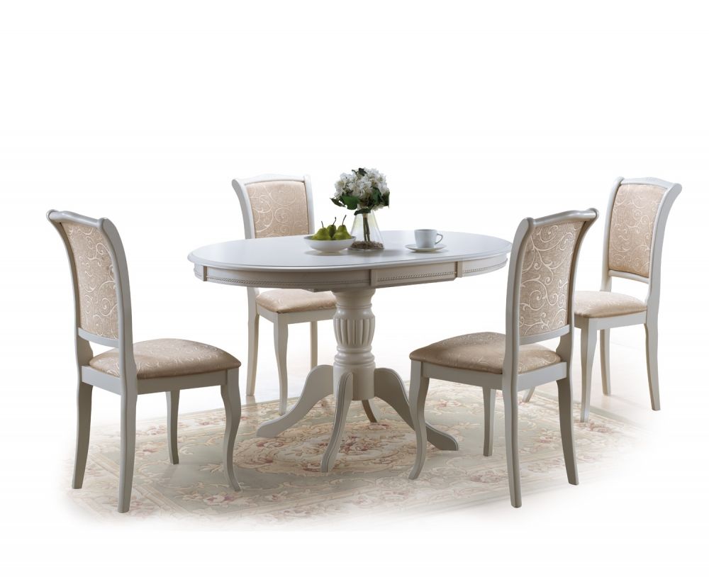 Masa ovala din MDF Alb de 4-6 persoane L141x106cm Olivia