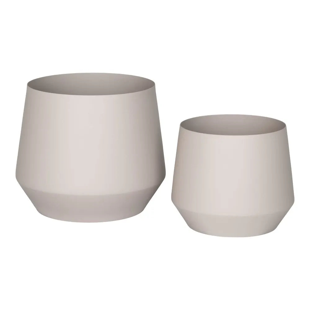 Set 2 ghivece din Metal Bej H16/21xD20/25cm Trofa