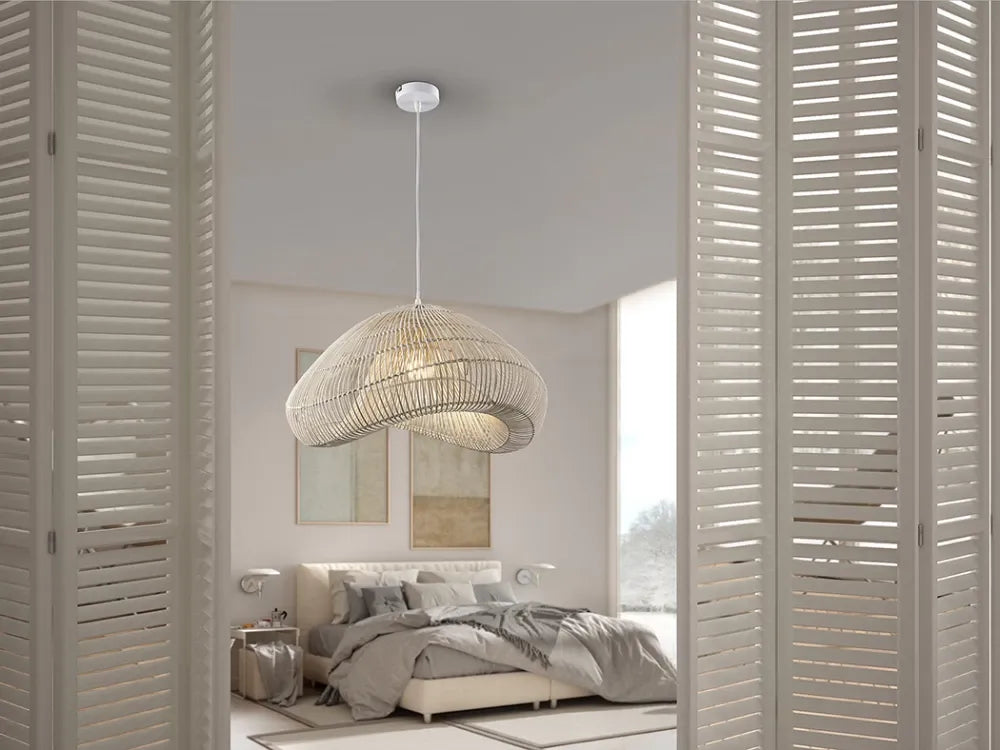 Pendul din Metal Alb si Ratan Alb H240xL54cm Sabah