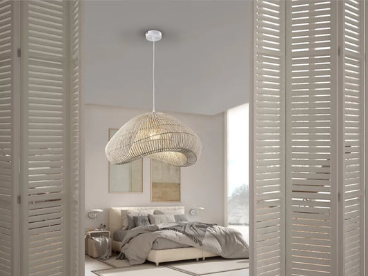Pendul din Metal Alb si Ratan Alb H240xL54cm Sabah