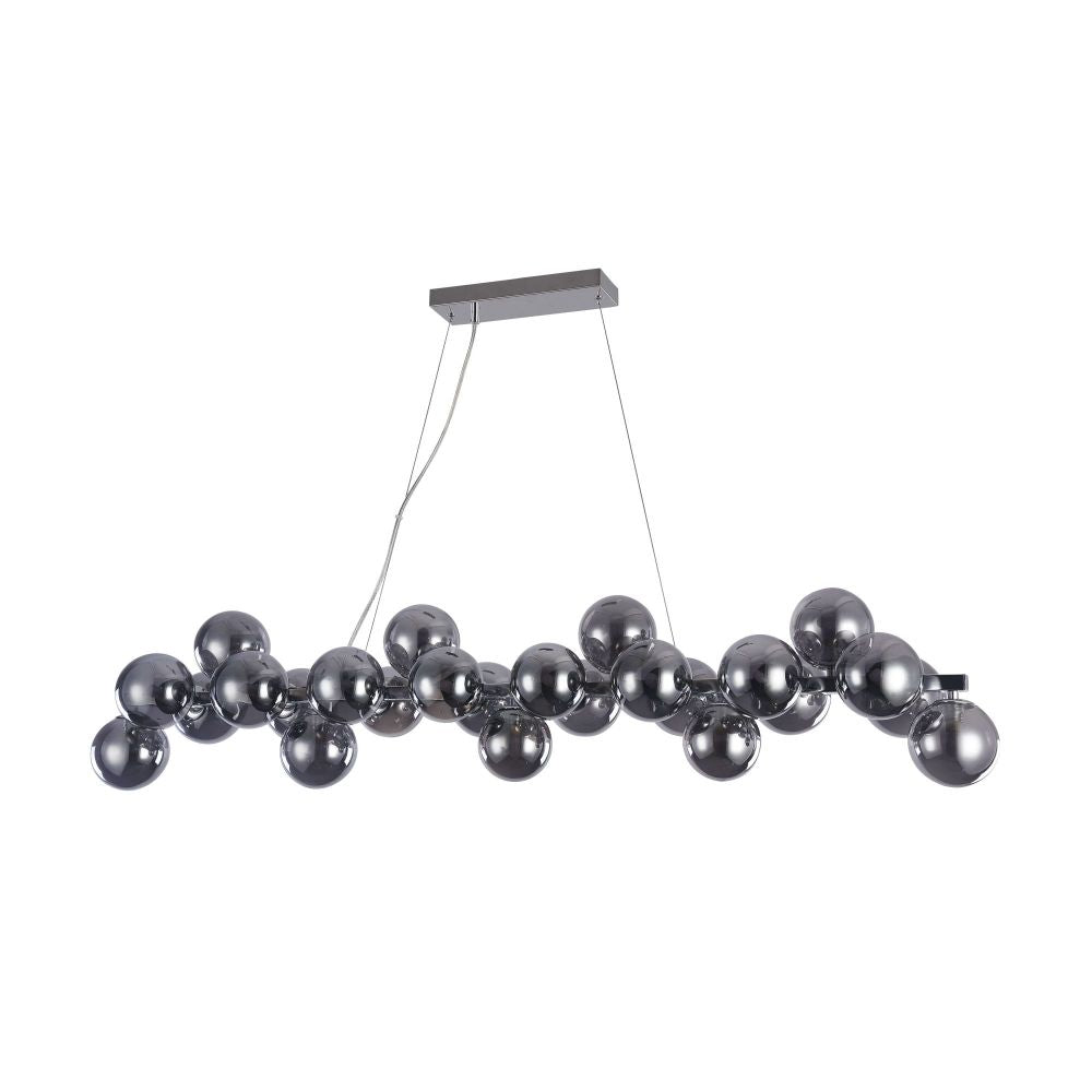 Lustra dreptunghiulara cu inaltime reglabila din Sticla Negru cu 25 becuri L124x24xH134cm Dallas