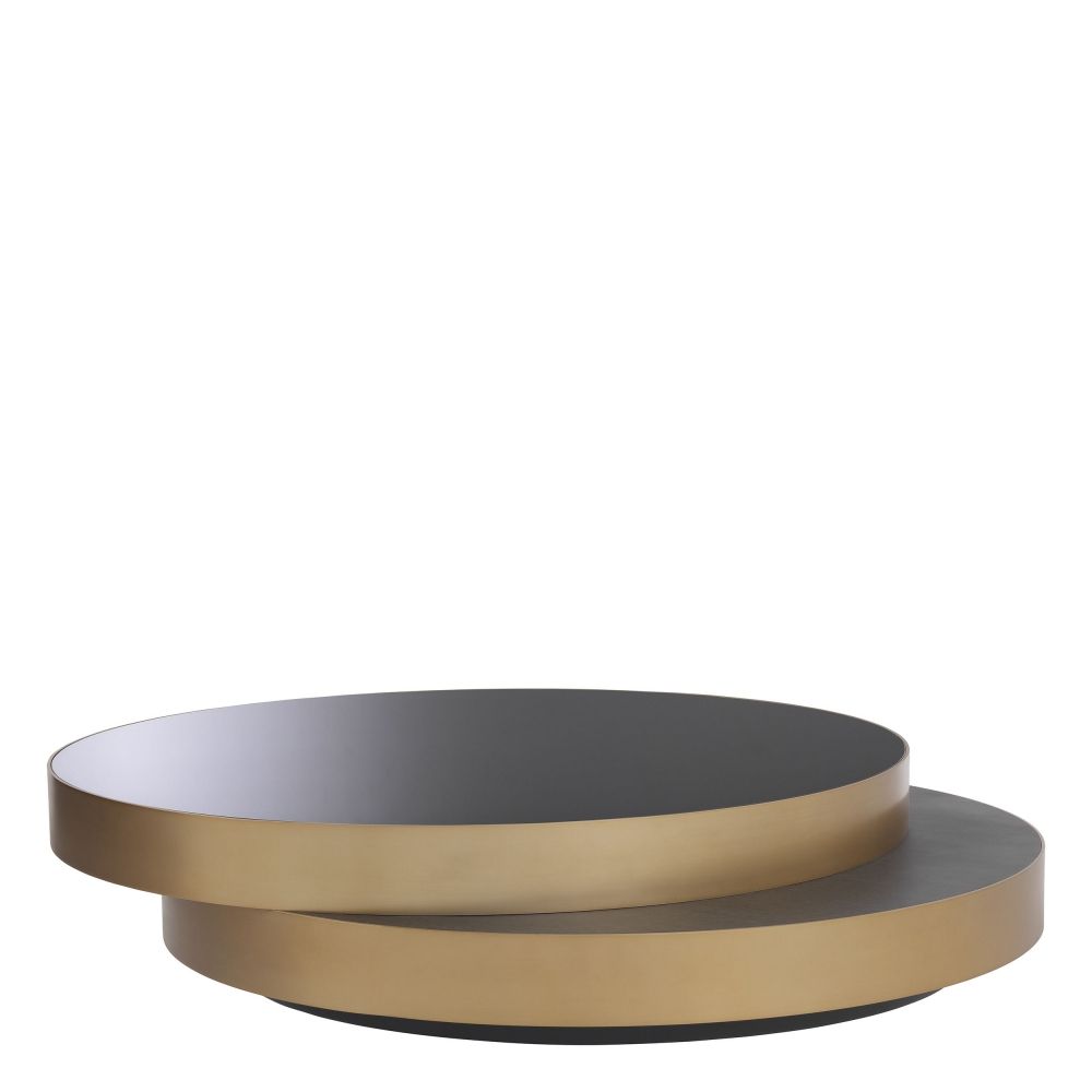 Masuta de cafea Rotunda din Furnir de stejar si Sticla securizata Negru L140xH29cm Griffith