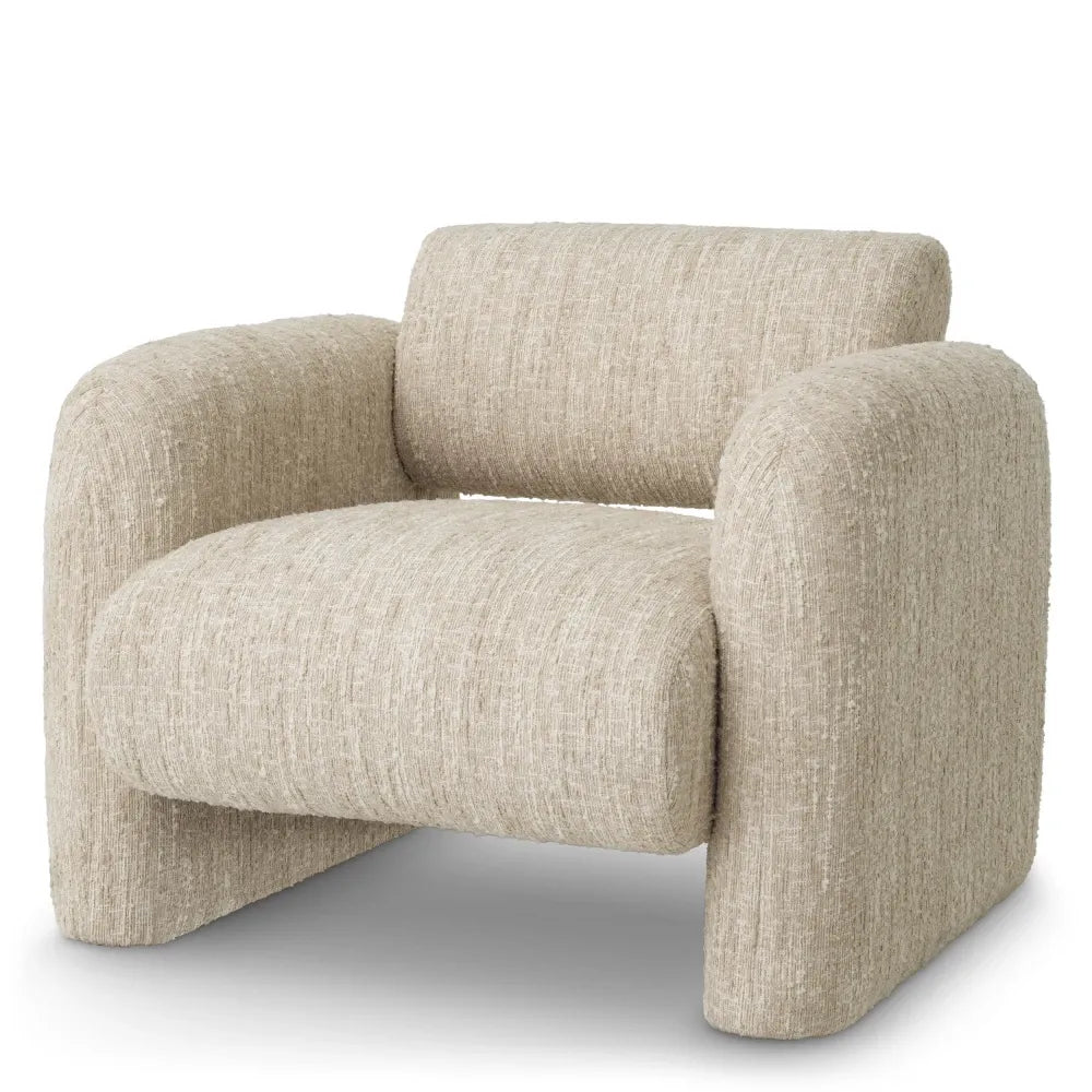 Fotoliu tapitat cu Stofa boucle Crem L100xA96xH80cm Vesper Eichholtz