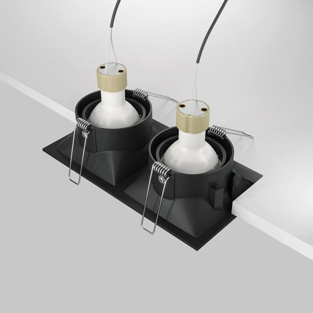 Sport dublu incastrat din Aluminiu Negru H4xL17cm IP 20 GU10 50W Dot