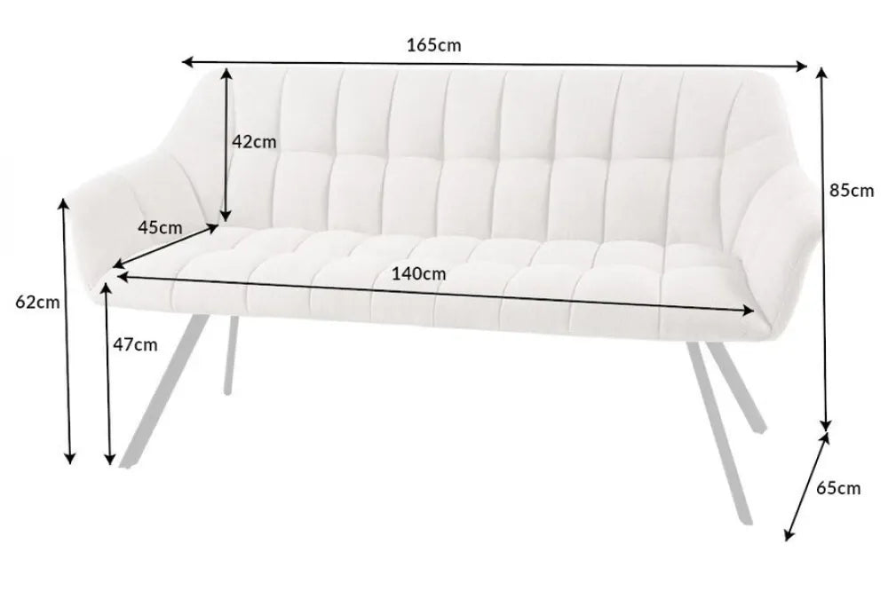 Banca din Metal Negru si Catifea Gri H85xL165cm Papillon