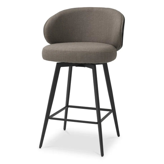 Scaun de insula rotativ tapitat cu Stofa Gri L57xA52xH92cm Camerota Eichholtz