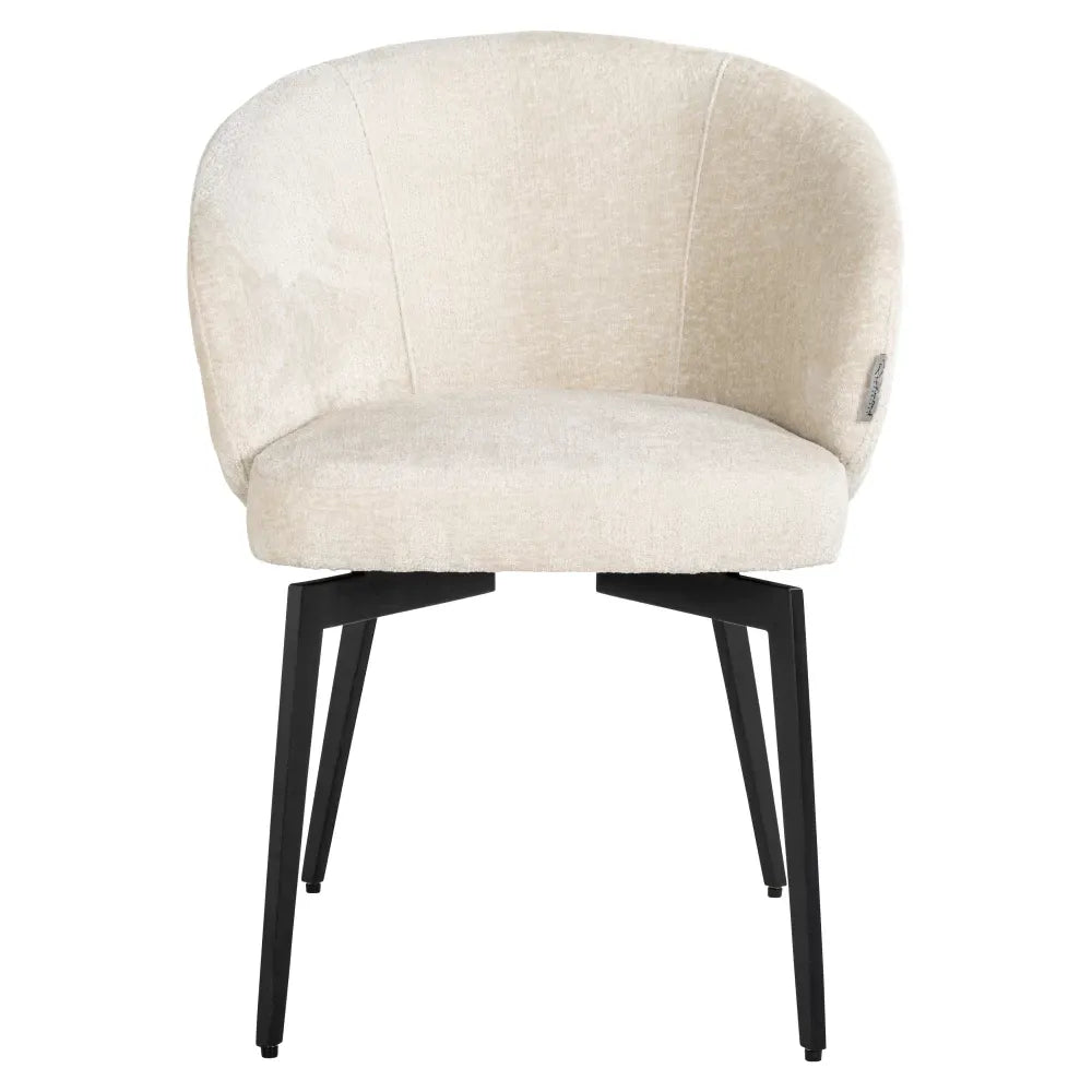 Scaun tapitat cu Chenille Alb cu picioare din Metal Negru H79xL59xA61cm Amphara Richmond Interiors